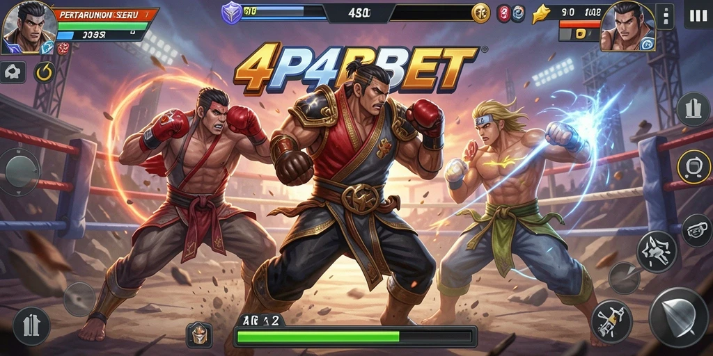 Tampilan gameplay seru saat karakter bertarung di arena Fighting.