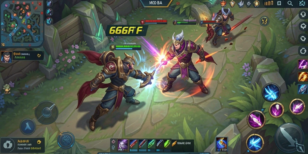Tangkapan layar gameplay MOBA yang seru dan dinamis.