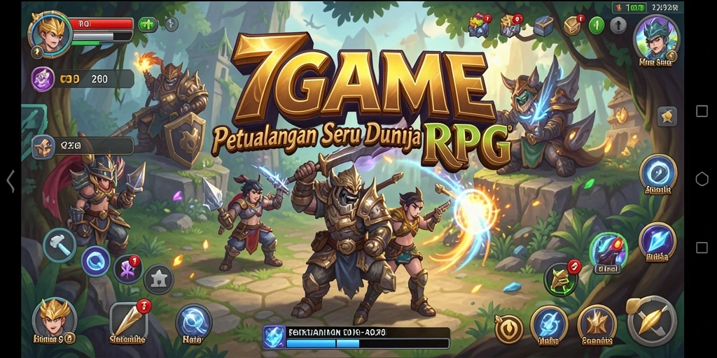 Tampilan gameplay menegangkan dari 7GAME yang penuh aksi RPG.