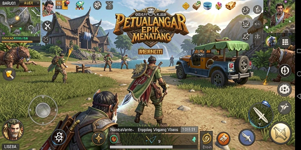 Screenshot gameplay BARU01 menunjukkan petualangan mendebarkan dengan karakter yang berani.