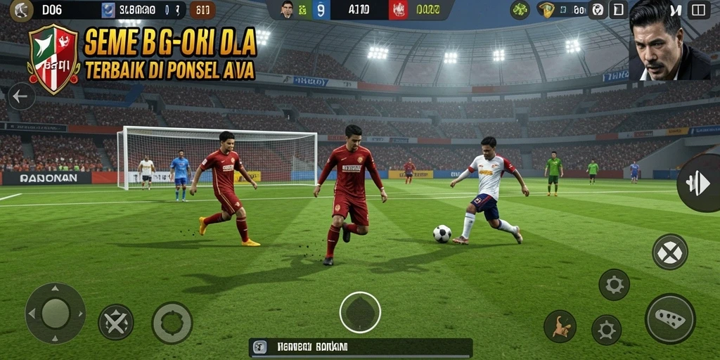 Tampilan gameplay D06 dengan aksi sepak bola yang mendebarkan.