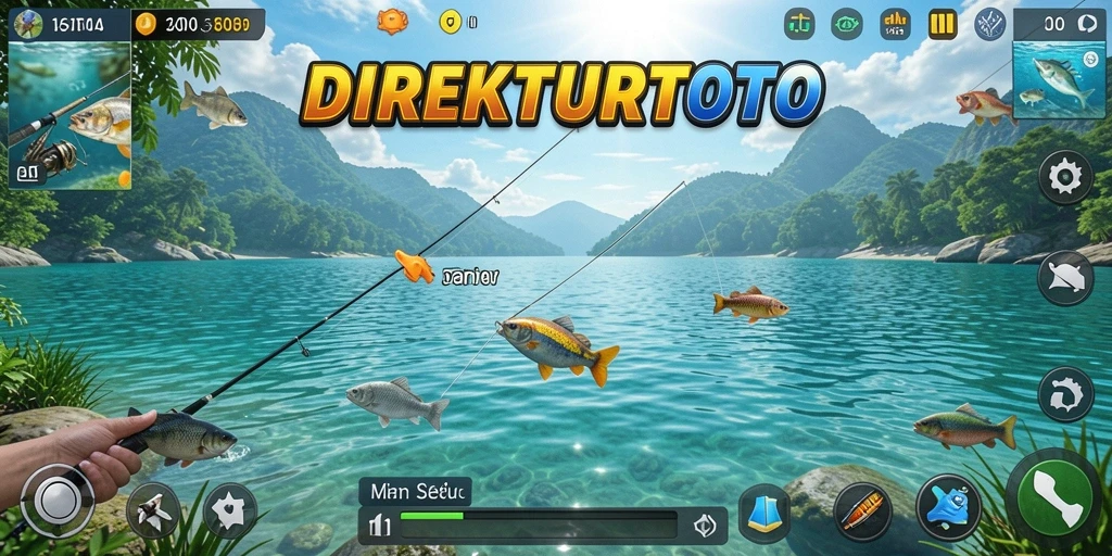 Tampilan gameplay <strong>DIREKTURTOTO</strong> yang seru dan menawan saat memancing ikan.