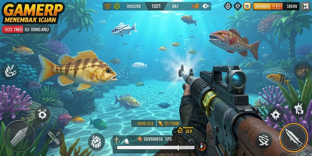 Tangkapan layar GAMERP menampilkan aksi menembak ikan yang seru.