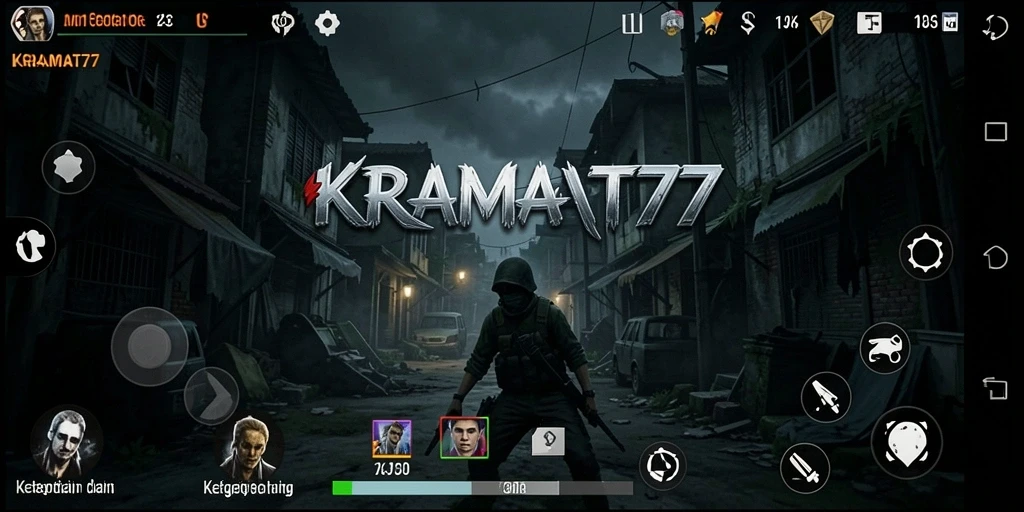 Tampilan gameplay KRAMAT77 dengan suasana horor yang mencekam.