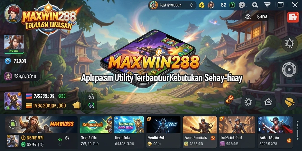 Tampilan screenshot aplikasi MAXWIN288 dengan fitur-fitur Utility.