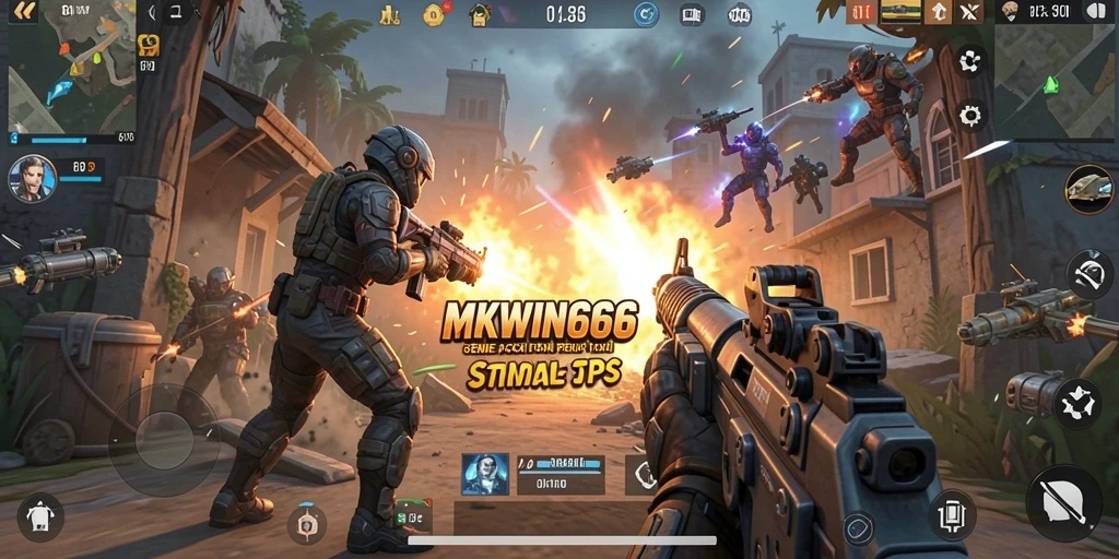 Screenshot menunjukkan aksi mendebarkan gameplay TPS di MKWIN666.