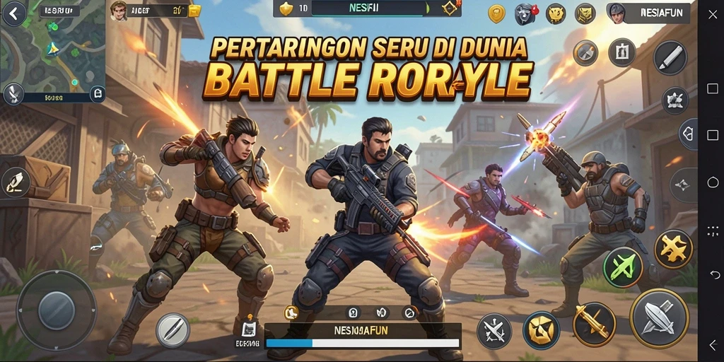 Tampilan gameplay seru di NESIAFUN dengan aksi Battle Royale yang mendebarkan.