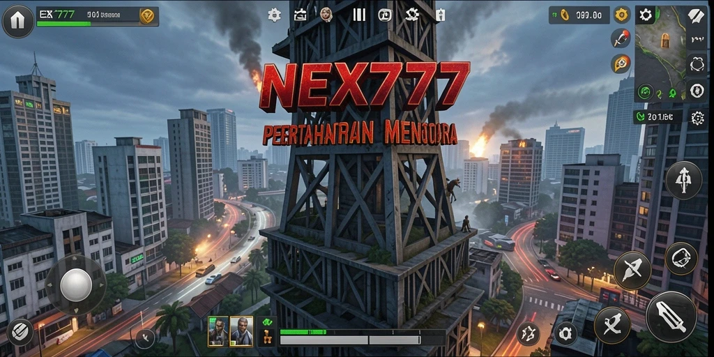Tampilan seru dari gameplay NEX777 dalam mode Tower Defense.