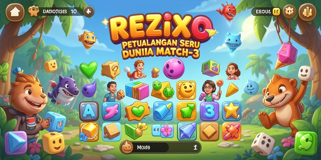 Tampilan gameplay seru di REZIXO dengan tantangan Match-3 yang mengasyikkan.
