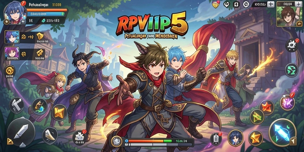 Tampilan gameplay Anime penuh aksi di RPVIP5 dengan karakter favorit.