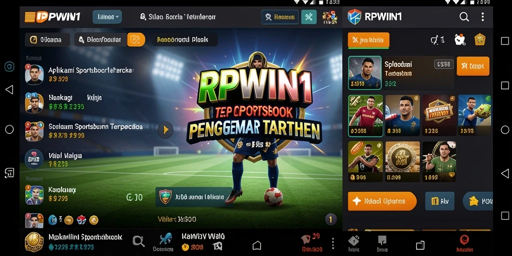 Screenshot RPWIN1 menampilkan antarmuka aplikasi Sportsbook yang menarik.