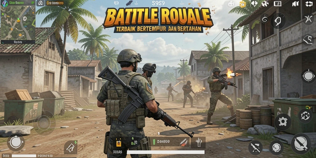 Tangkapan layar gameplay S9S9 menampilkan pertarungan seru di arena Battle Royale.
