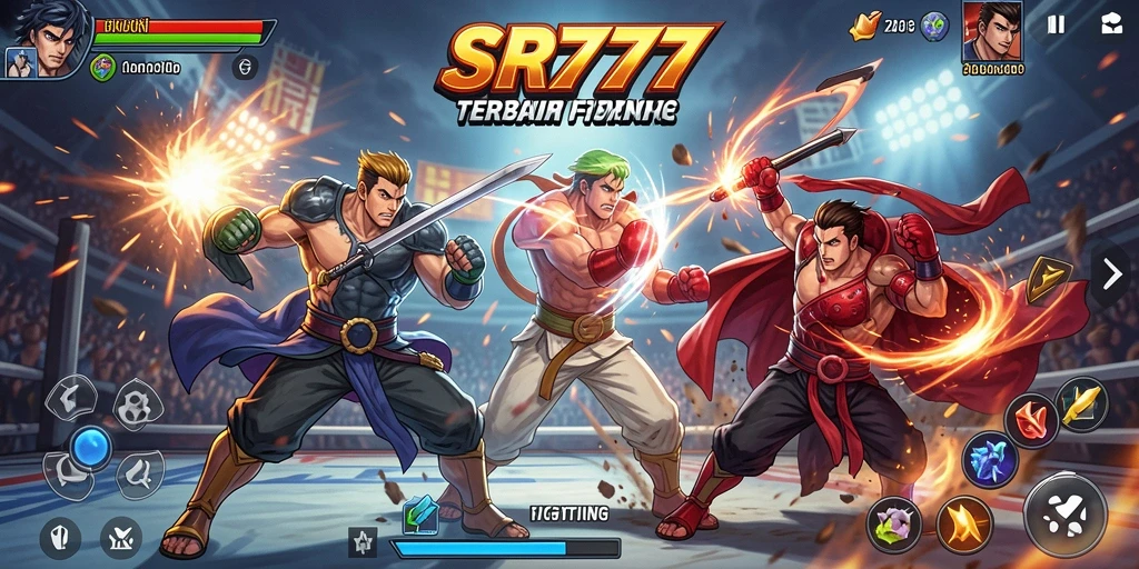 Screenshot menampilkan duel epik antara dua karakter dalam SR777.