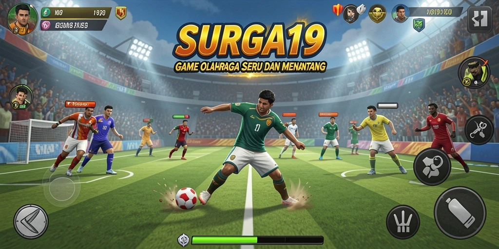 Screenshot gameplay SURGA19 menampilkan aksi seru dan intens dalam olahraga.
