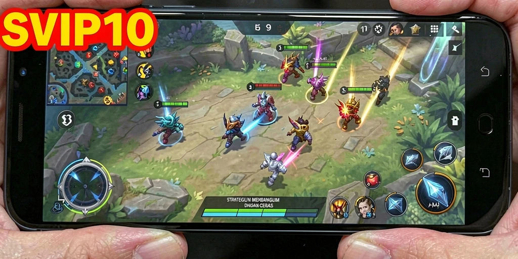 Screenshot utama menampilkan pertempuran seru di dunia strategi SVIP10.